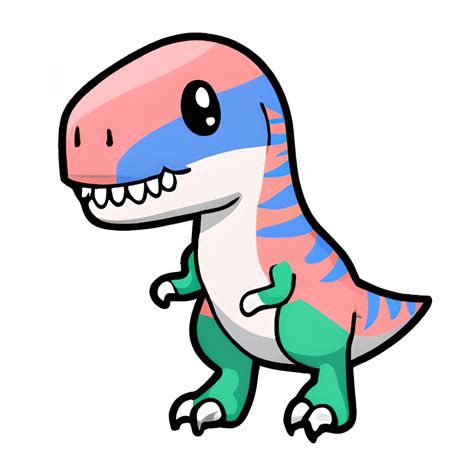 Personagem De Desenho Animado De Dinossauro Tiranossauro Rex Multicolorido E Fofo · Creative Fabrica