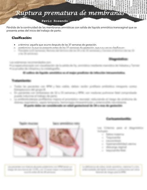 Solution Ruptura Prematura De Membranas Studypool