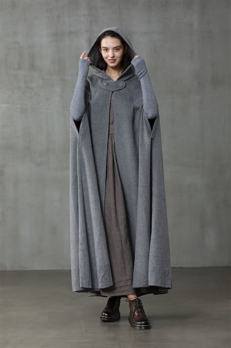 Linennaive Cloak Maxi Hooded Wool Coat Cloak Maxi Hooded Etsy Canada