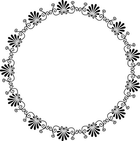 Free Clipart Of A fancy black and white greek vignette design frame