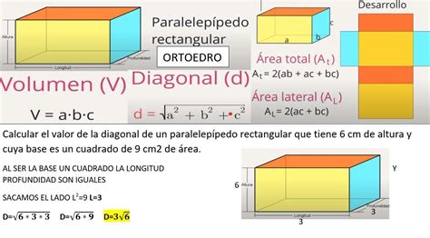 Calcular Diagonal De Un Paralelep Pedo Rectangular De Cm De Altura Y