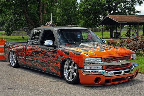 Flamed Painted Truck Chevy Lowered Bowtie Ext Cab Hd Wallpaper Pxfuel