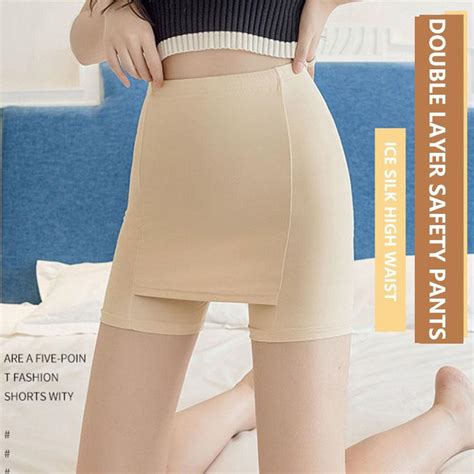 Cheap Flarixa Ice Silk High Waist Safety Pants Boxer Women Thin Sliming