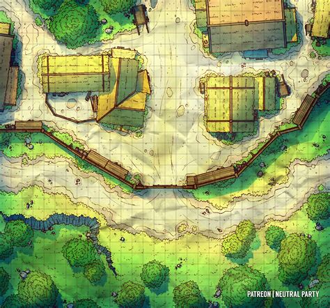 [oc][art] Village Gates Battlemap R Dnd