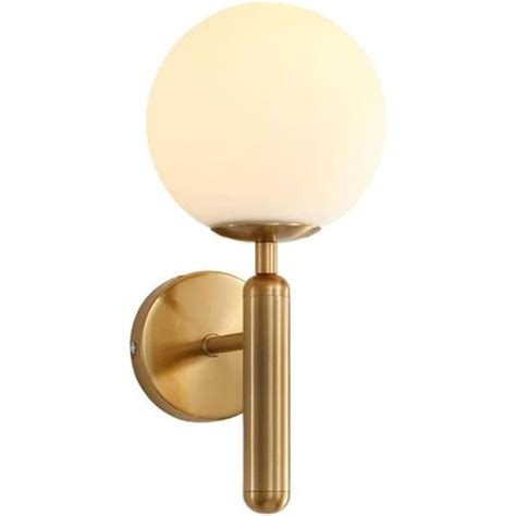 Applique Murale Globe En Verre 1 Lumière Dorée Luminaires Muraux