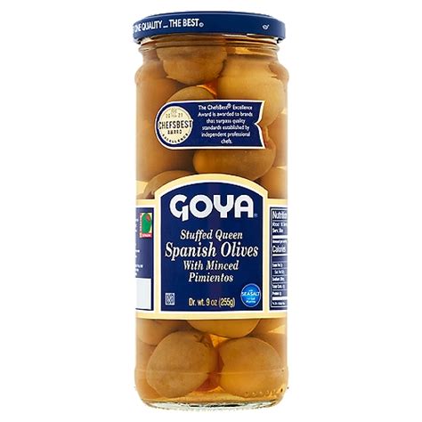 Goya Stuffed Queen Spanish Olives With Minced Pimientos 9 Oz The Fresh Grocer