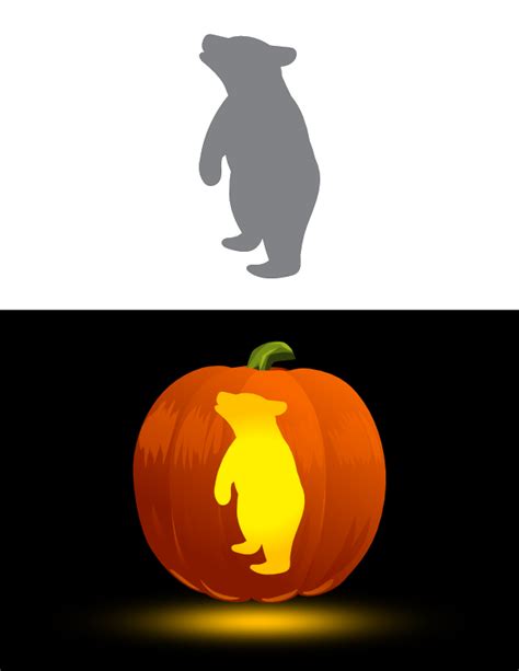 Printable Standing Bear Cub Pumpkin Stencil