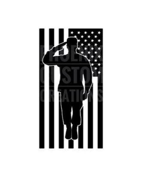 Soldier Saluting Flag Silhouette Car Window Decal Etsy