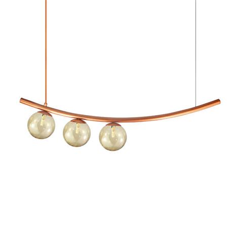 Lustre Pendente Katana Bronze 3 Globos Esfera Vidro Âmbar Leroy Merlin