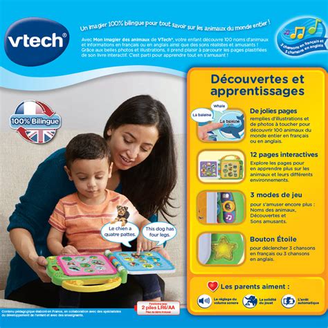 Vtech Livre Apprendre Anglais Mon Imagier Bilingue Des Animaux