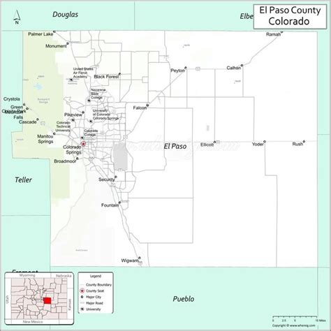 a map of el paso county with the city highlighted in red and other ...