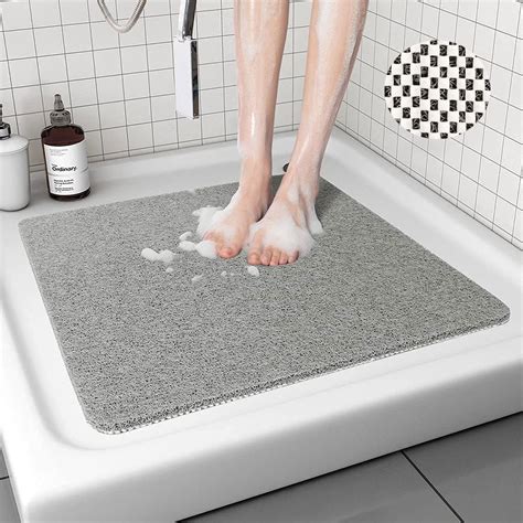 Lurowo Tapis de Douche Antidérapant Tapis de Bain en Luffa PVC avec