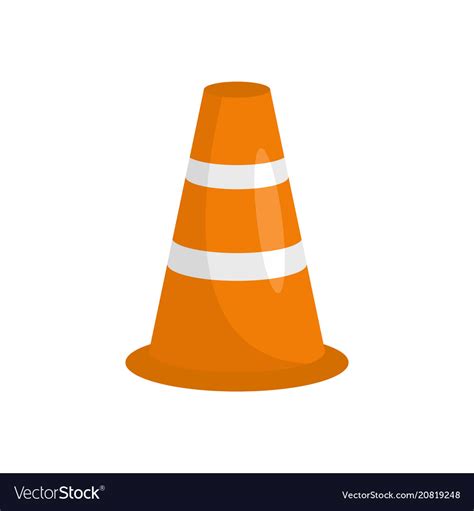 Caution Cone Icon Flat Style Royalty Free Vector Image