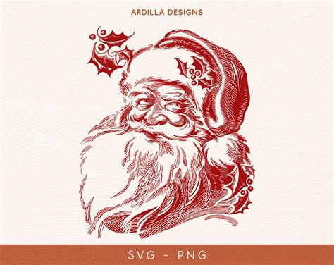 Vintage Santa Svg Png Farmhouse Christmas Santa Claus Face Instant