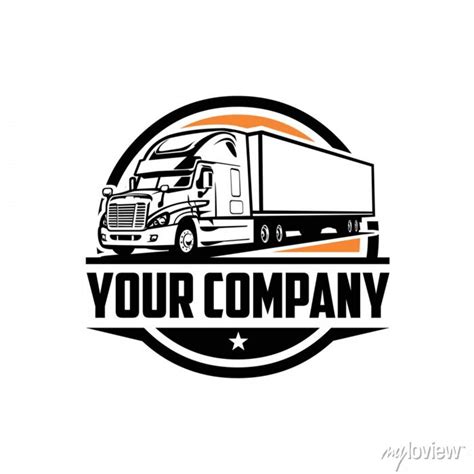 Trucking Company Logo Semi Truck Wheeler Vector Isolated Wall