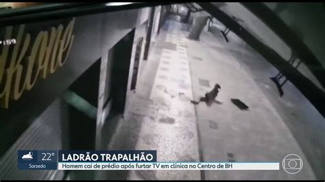 V Deo Homem Cai De Pr Dio Ap S Furtar Tv Em Cl Nica No Centro De Bh