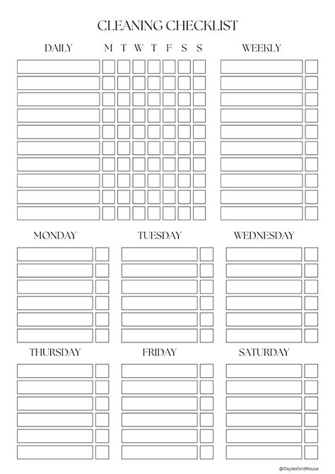 Blank Cleaning Schedule Weekly Daily Personalize To Your Own Tasks Etsy