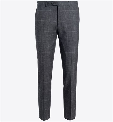 Allen Grey Glen Plaid S130s Wool Dress Pant Custom Fit Tailored Clothing