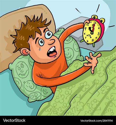 Boy Waking Up Too Late Royalty Free Vector Image