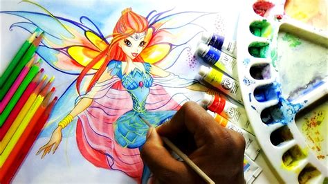 How To Draw And Paint Princess Bloom From Winx Club Bloomix Youtube