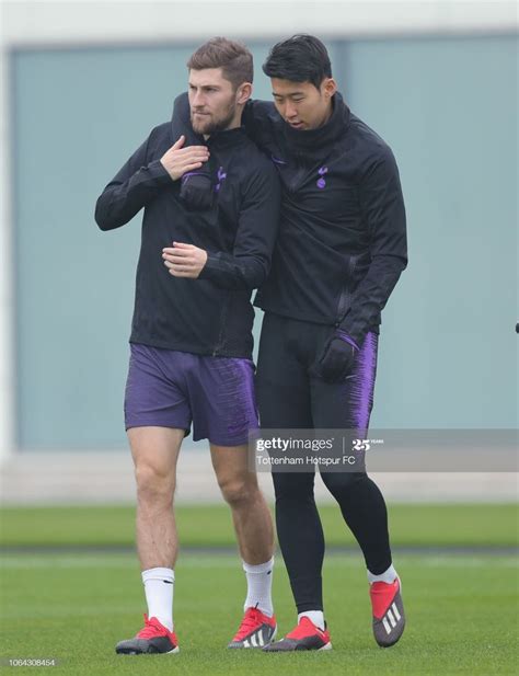 Ben Davies And Heung Min Son Of Tottenham Hotspur During The