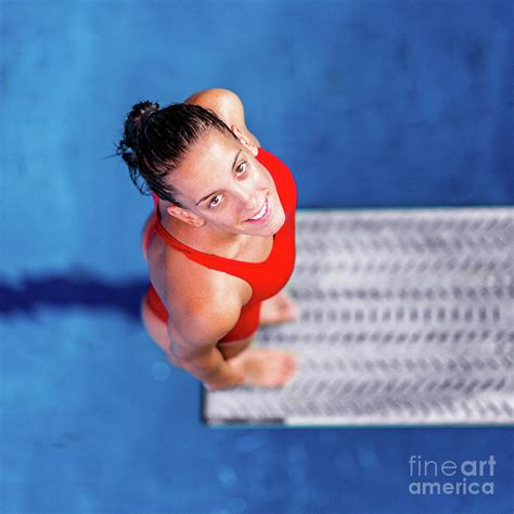 Female Diver On Springboard Photograph By Microgen Images Science Photo