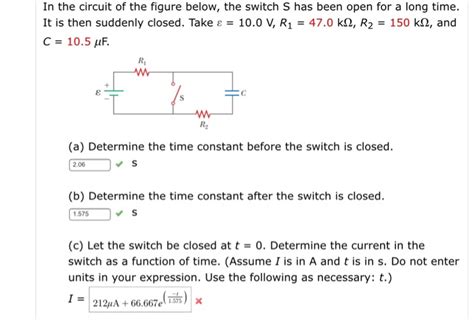 Solved In The Circuit Of The Figure Below The Switch S Has Chegg