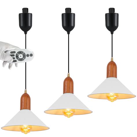 FSLiving H Type Track Pendant Light With Remote Control Retractable