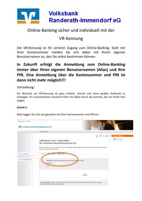 Anleitung Vr Kennung Vr Bank Rur Wurm Eg