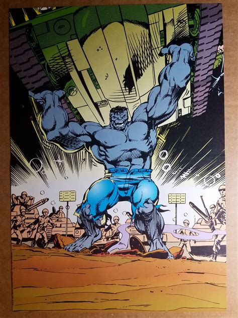 Incredible Hulk picks up tank Marvel Comics Poster by Dale Keown