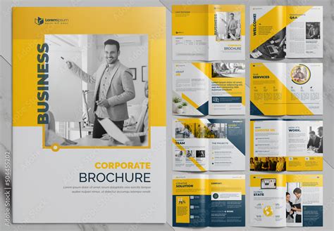 Corporate Brochure Layout With Yellow Accents Stock Template Adobe Stock