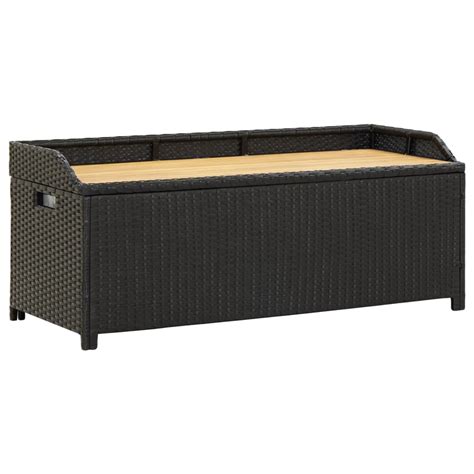 Patio Storage Bench 47.2" Poly Rattan Black - Walmart.com