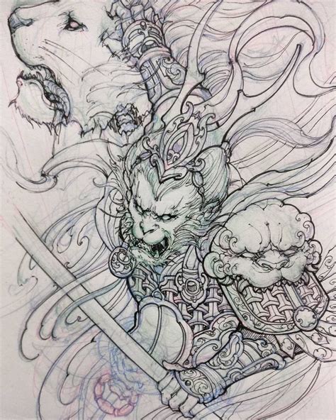 Monkey King Sketch Chronicink Asiantattoo Asianink Irezumi Tattoo