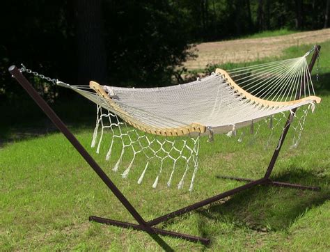 Sunnydaze Cotton Double Wide Rope Hammock With Wood Spreaders