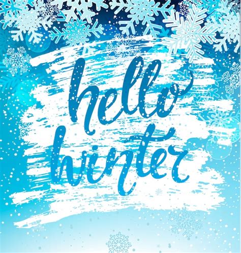 Premium Vector Hello Winter Greeting Card With Snowflakes