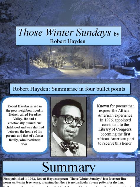 Those Winter Sundays By Robert Hayden Pdf Poetry