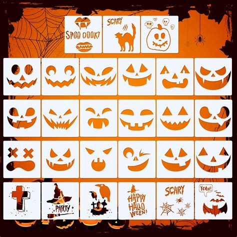 Happy Pumpkin Face Stencils