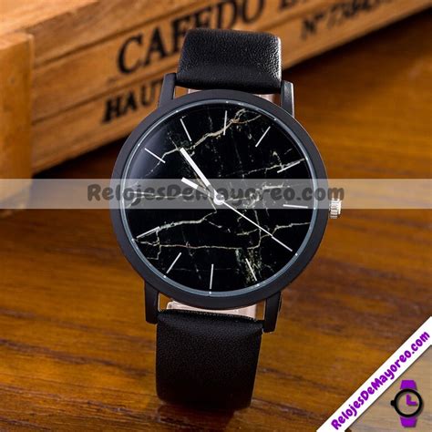 Reloj negro extensible piel sintética R2370 Relojes De Mayoreo