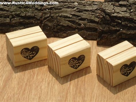 Rustic Weddings Heart Stamped Wood Place Card Holders Or Table