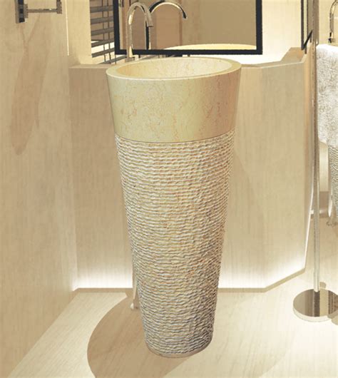 Nirvana Travertine Cream Marble Pedestal Basin Free Standing Wash