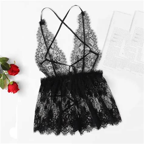 Fashion Women Bodysuit Deep V Neck Lace Lingerie Bodysuits Backless New