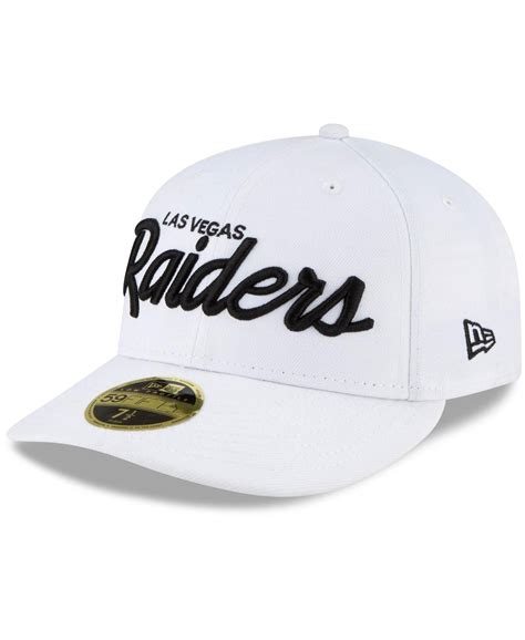 New Era Mens White Las Vegas Raiders Omaha Script Low Profile 59fifty Fitted Hat Modesens