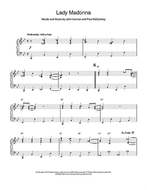 The Beatles Lady Madonna Sheet Music And Printable Pdf Music Notes Sheet Music Notes Lady