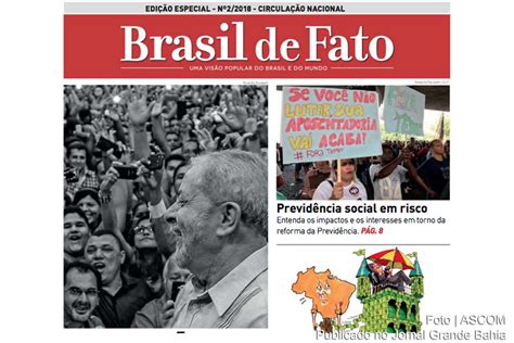 Capa Da Edi O N De Do Jornal Brasil De Fato Jornal Grande