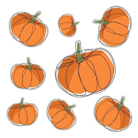 Calabazas Conjunto De Arte Vector Premium