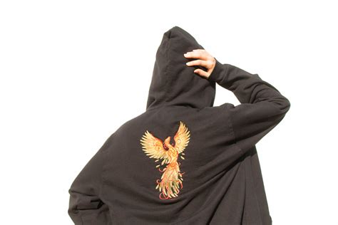 Embroidered Phoenix Full Zip Hoodie Etsy