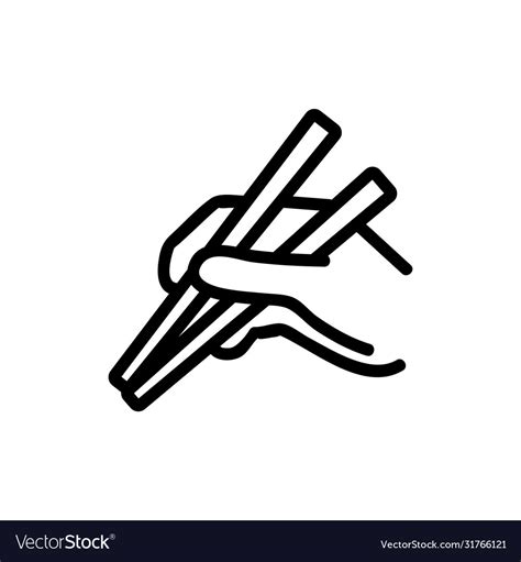 Hand Holding Chopsticks Icon Outline Royalty Free Vector