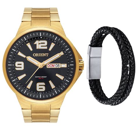 Relogio Masculino Orient Dourado Fundo Preto Mgss P Kx Rel Gios