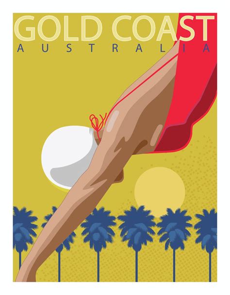 Vintage Poster Travel Poster Art Deco Poster Gold Coast Etsy