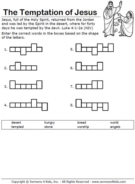 Temptation Of Jesus Activity Pages